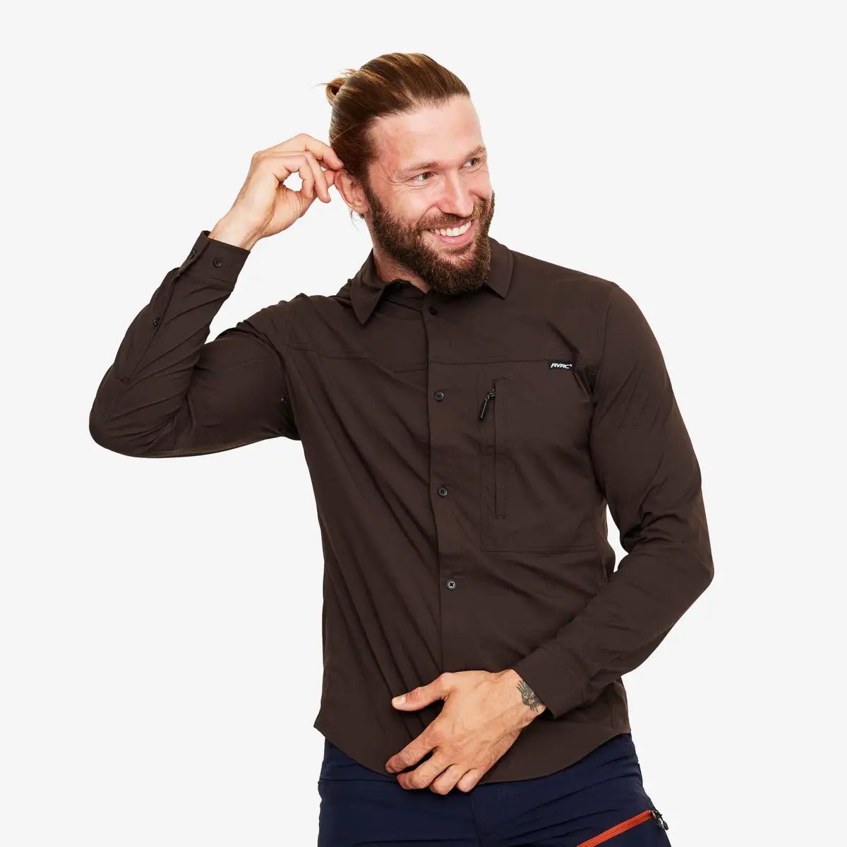 Camisa elástica Preparation para hombre, color avellana