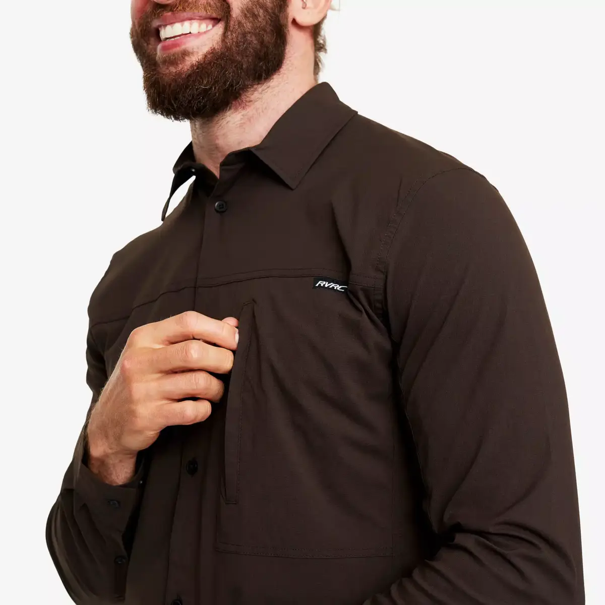 Camisa elástica Preparation para hombre, color avellana Camisa elástica Preparation para hombre, color avellana