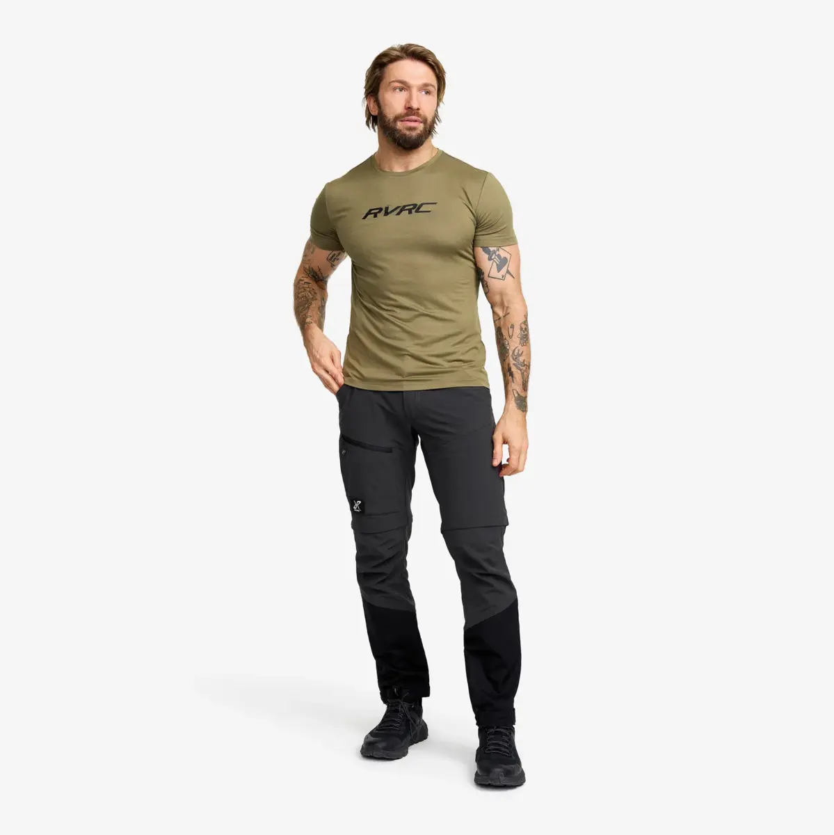 Camiseta ajustada con logotipo Mission para hombre, color oliva quemado