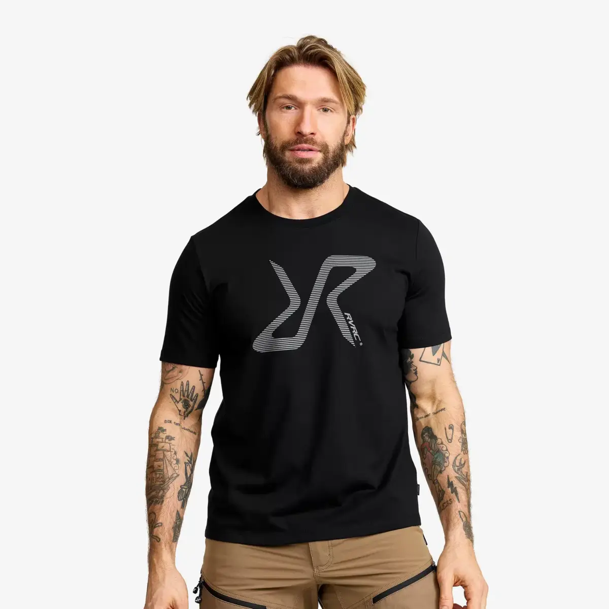 Camiseta con logotipo gráfico sencillo para hombre, color negro