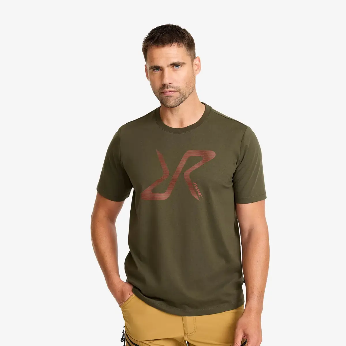 Camiseta con logotipo gráfico sencillo para hombre, color verde bosque nocturno