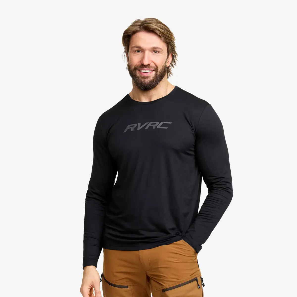 Camiseta de manga larga con logotipo Mission para hombre, color negro