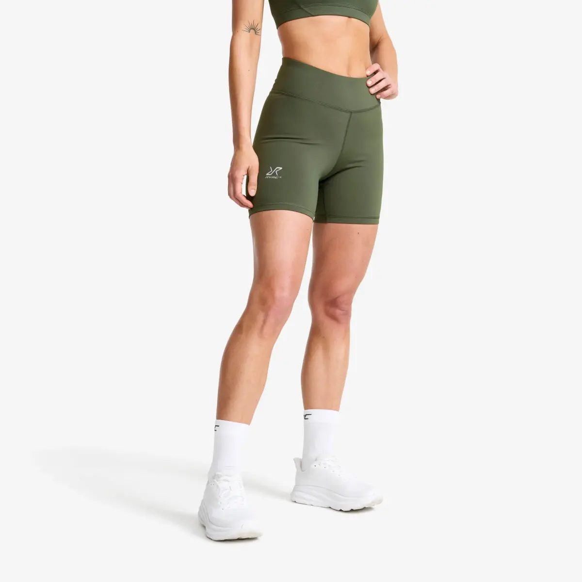 Pantalones cortos de cintura alta Flow para mujer, color verde Kambaba