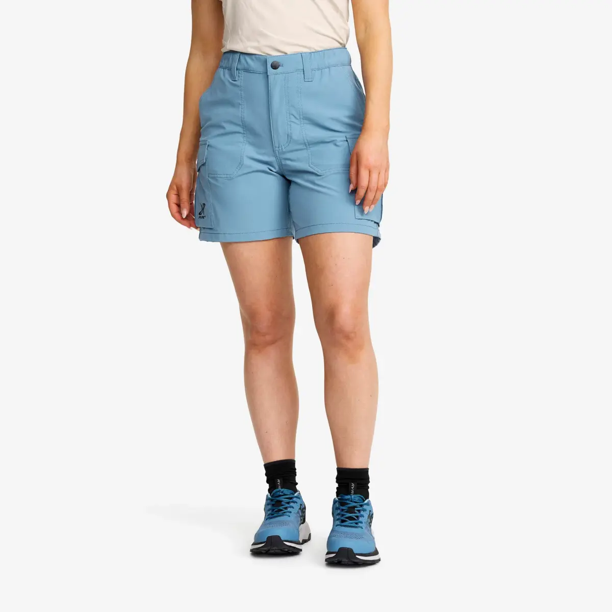 Pantalones cortos elásticos Adventure Cargo para mujer, azul capitán/peyote