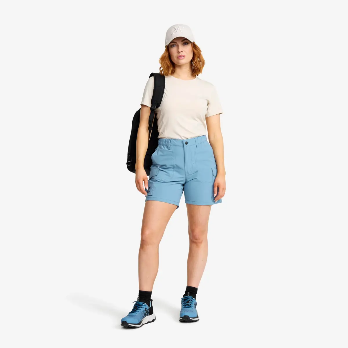 Pantalones cortos elásticos Adventure Cargo para mujer, azul capitán/peyote Pantalones cortos elásticos Adventure Cargo para mujer, azul capitán/peyote
