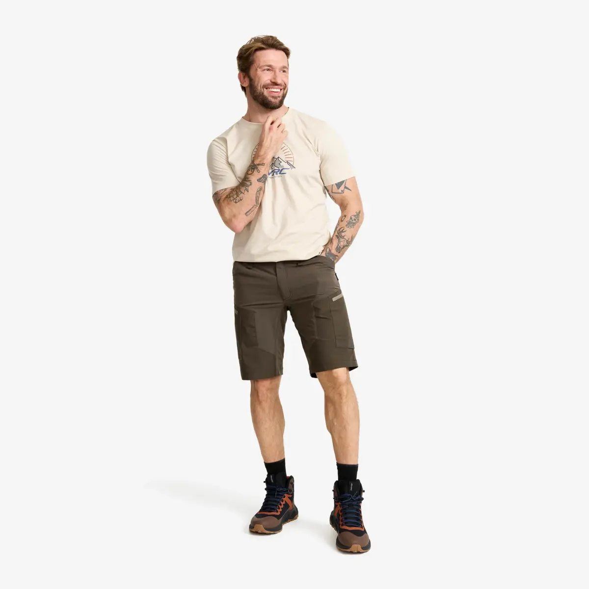Pantalones cortos RVRC GP para hombre, color gris musgo Pantalones cortos RVRC GP para hombre, color gris musgo