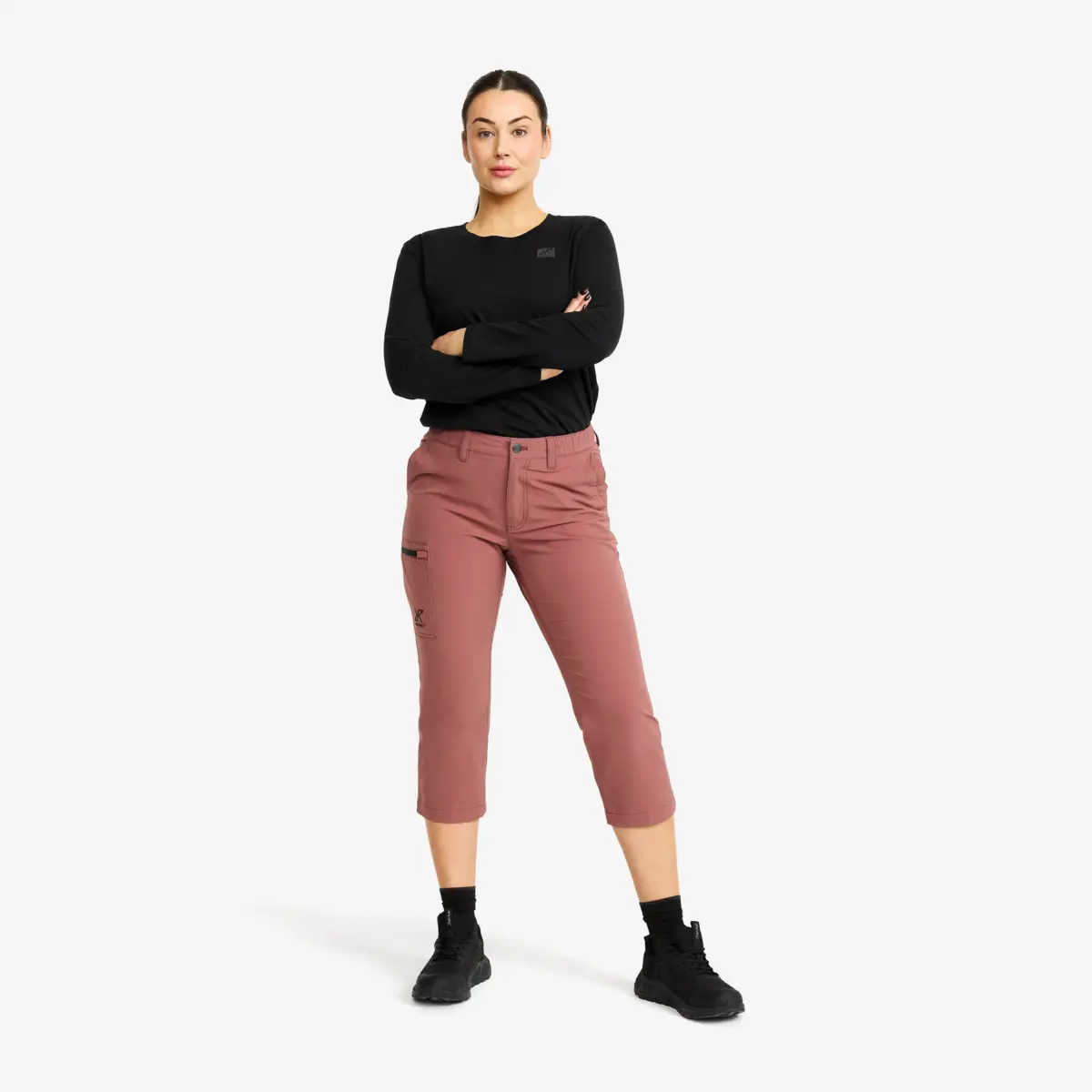 Pantalones elásticos 3/4 Adventure para mujer, color rosa vintage