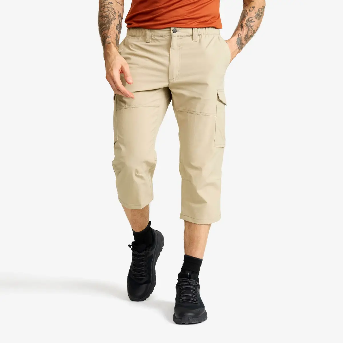 Pantalones elásticos de aventura 3/4 para hombre, color aluminio