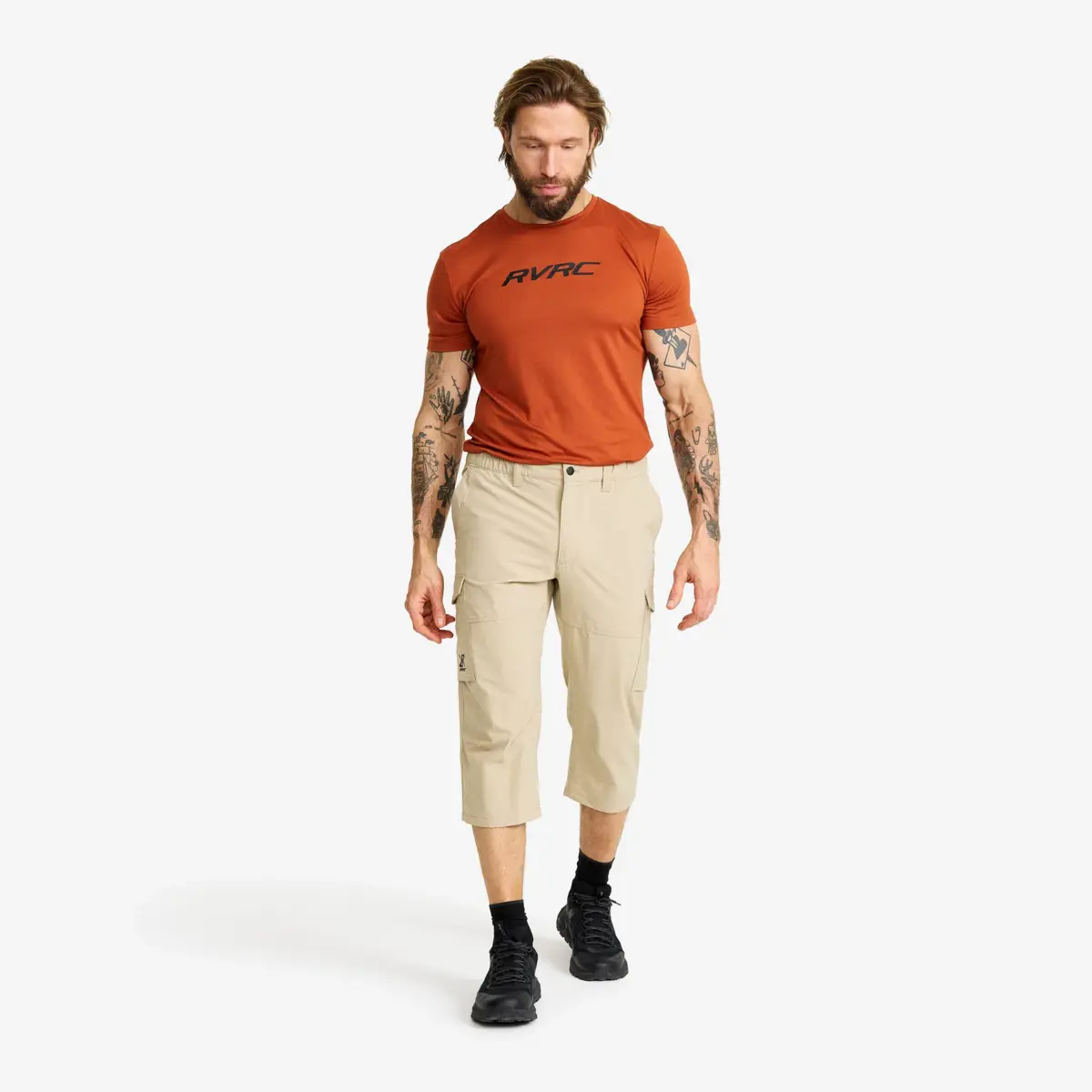 Pantalones elásticos de aventura 3/4 para hombre, color aluminio
