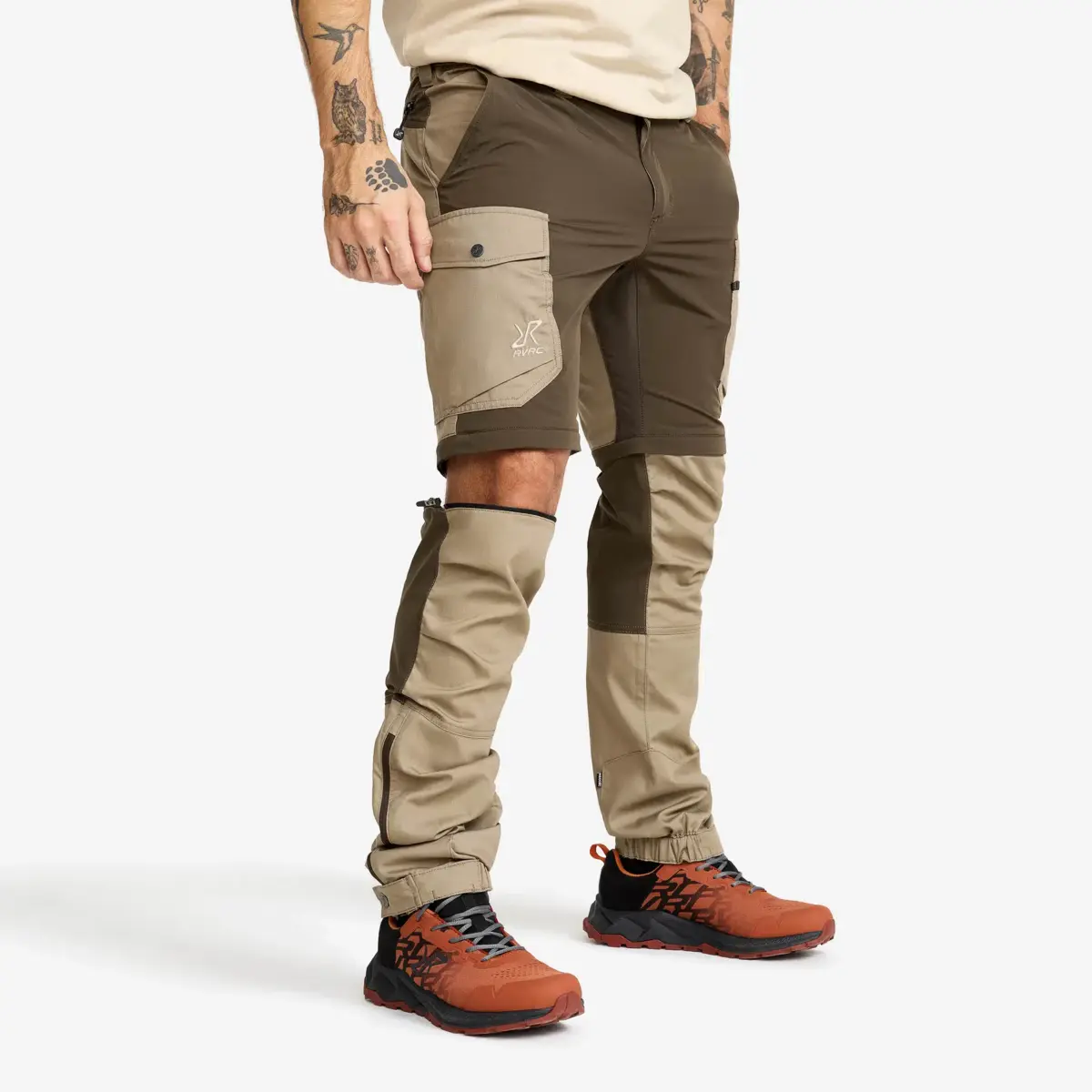 Pantalones ligeros con cremallera Rambler para hombre, color barro/atigrado