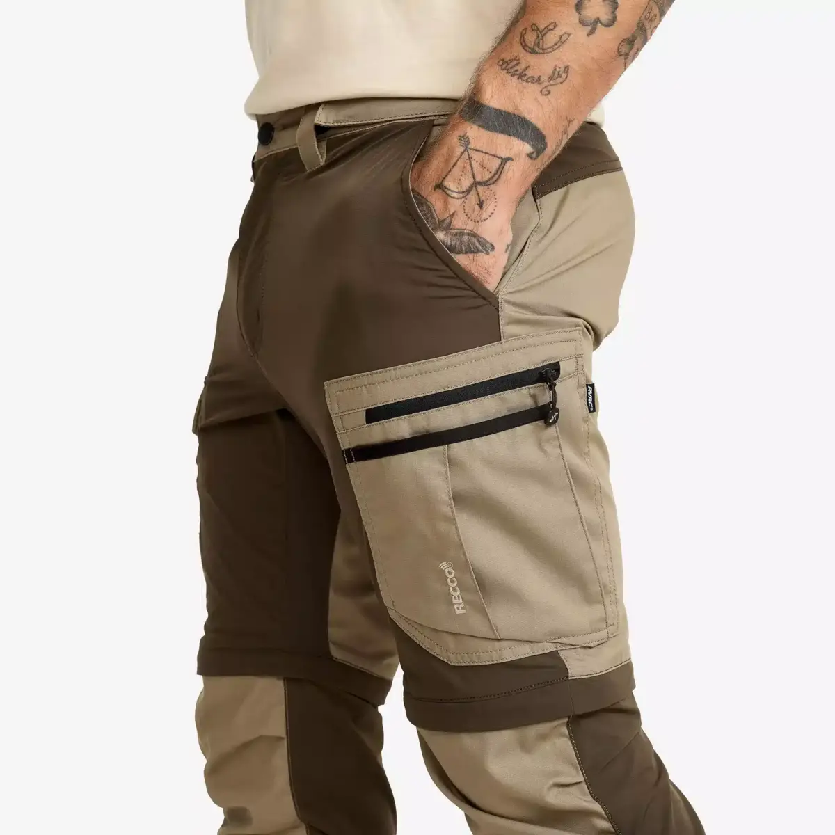 Pantalones ligeros con cremallera Rambler para hombre, color barro/atigrado Pantalones ligeros con cremallera Rambler para hombre, color barro/atigrado