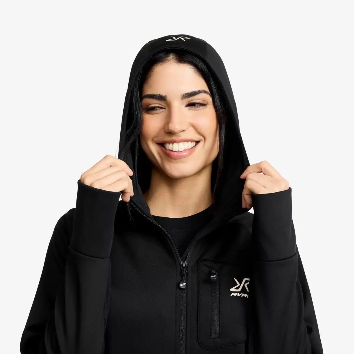 Sudadera con capucha Evolution Stretch Fleece para mujer, color negro Sudadera con capucha Evolution Stretch Fleece para mujer, color negro