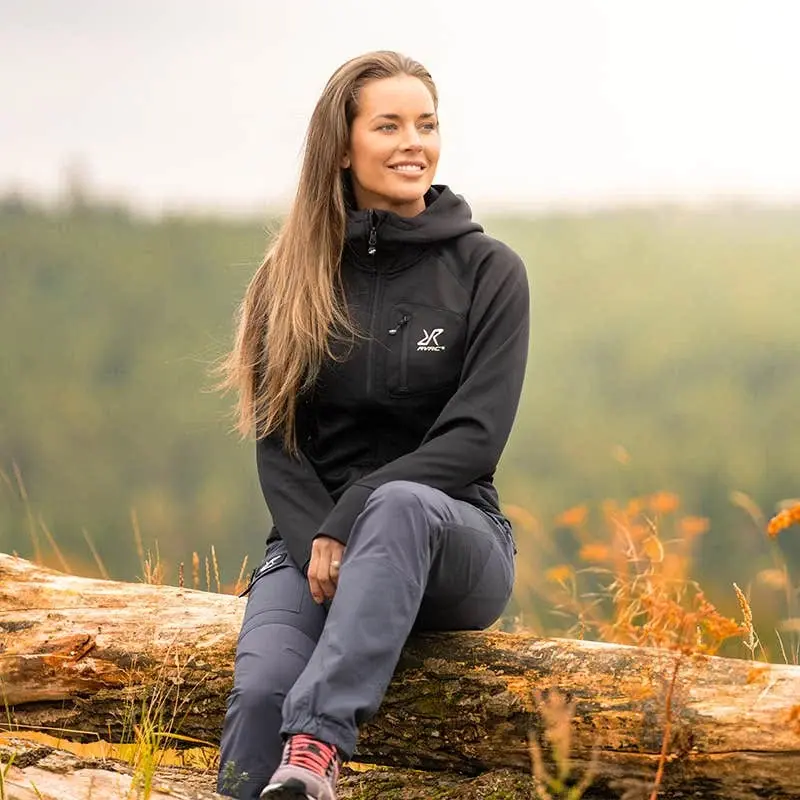 Sudadera con capucha Evolution Stretch Fleece para mujer, color negro