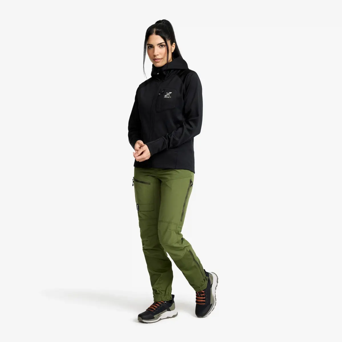 Sudadera con capucha Evolution Stretch Fleece para mujer, color negro Sudadera con capucha Evolution Stretch Fleece para mujer, color negro