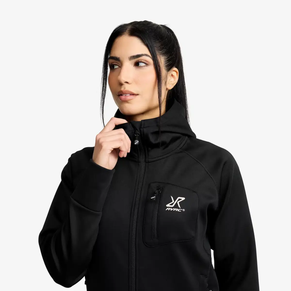 Sudadera con capucha Evolution Stretch Fleece para mujer, color negro Sudadera con capucha Evolution Stretch Fleece para mujer, color negro